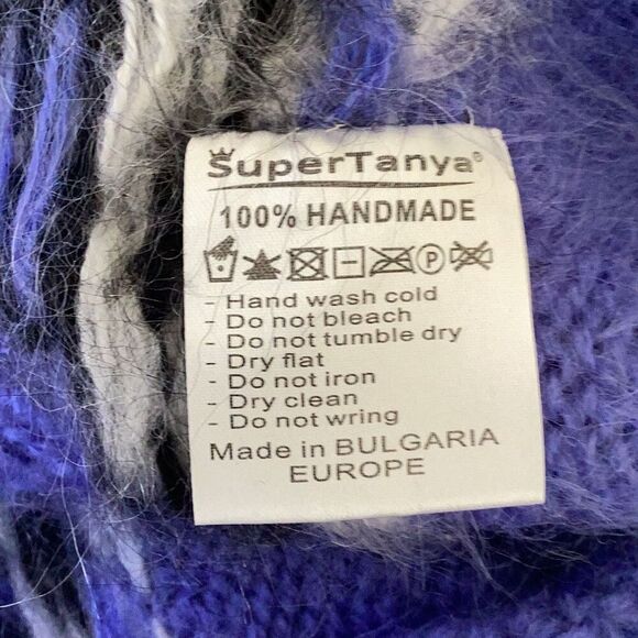 SuperTanya Mohair Icelandic Nordic Pullover Sweater Handmade Blue - Picture 7 of 12